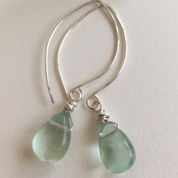 ✨ Sterling Marquise Fluorite Gemstone Earrings - Picture 2 of 4